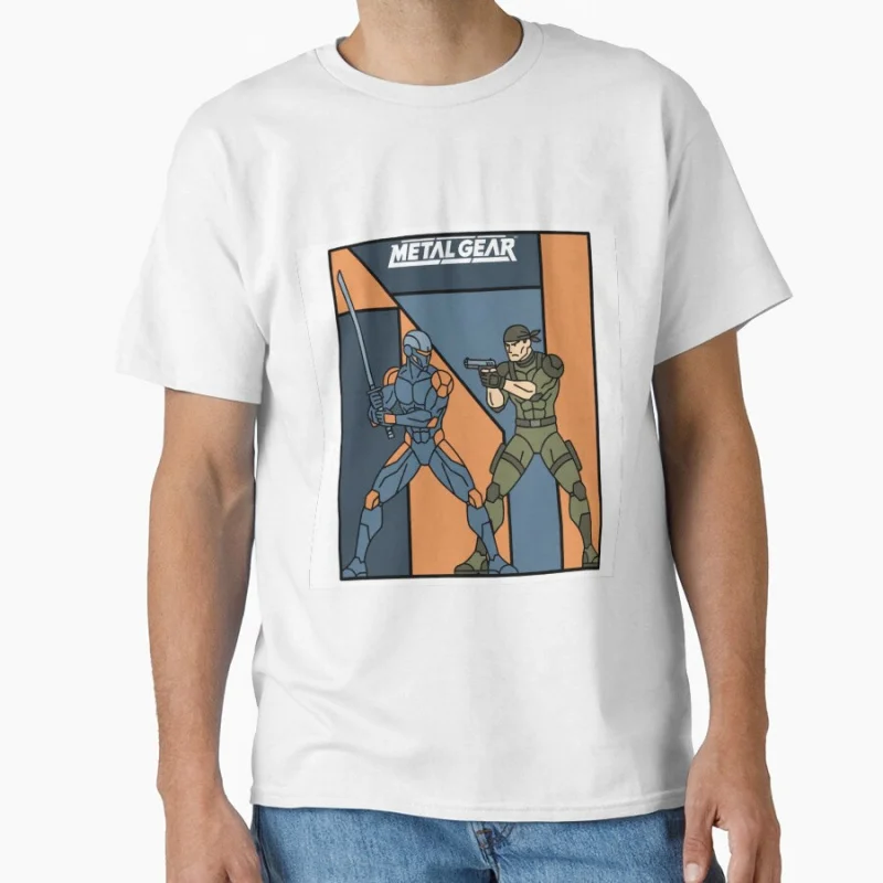 

Legendary Duel Gray Fox & Solid Snake Metal Gear Solid Kojima MGS Video game Gift T shirt Large size Tops Graphic Print Clothes