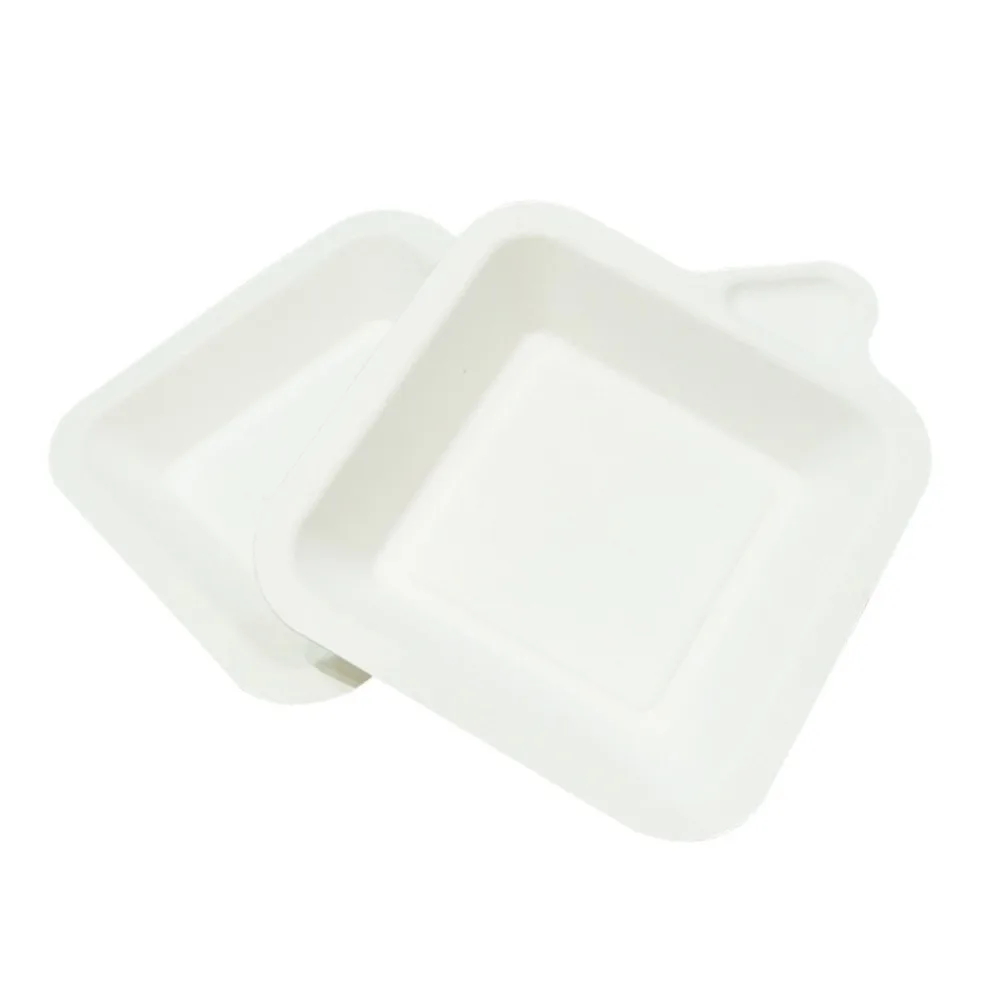 Assiette en papier jetable en matériau biodégradable, assiette carrée épaisse écologique, assiette à gâteau légère et antidérapante, 100 pièces