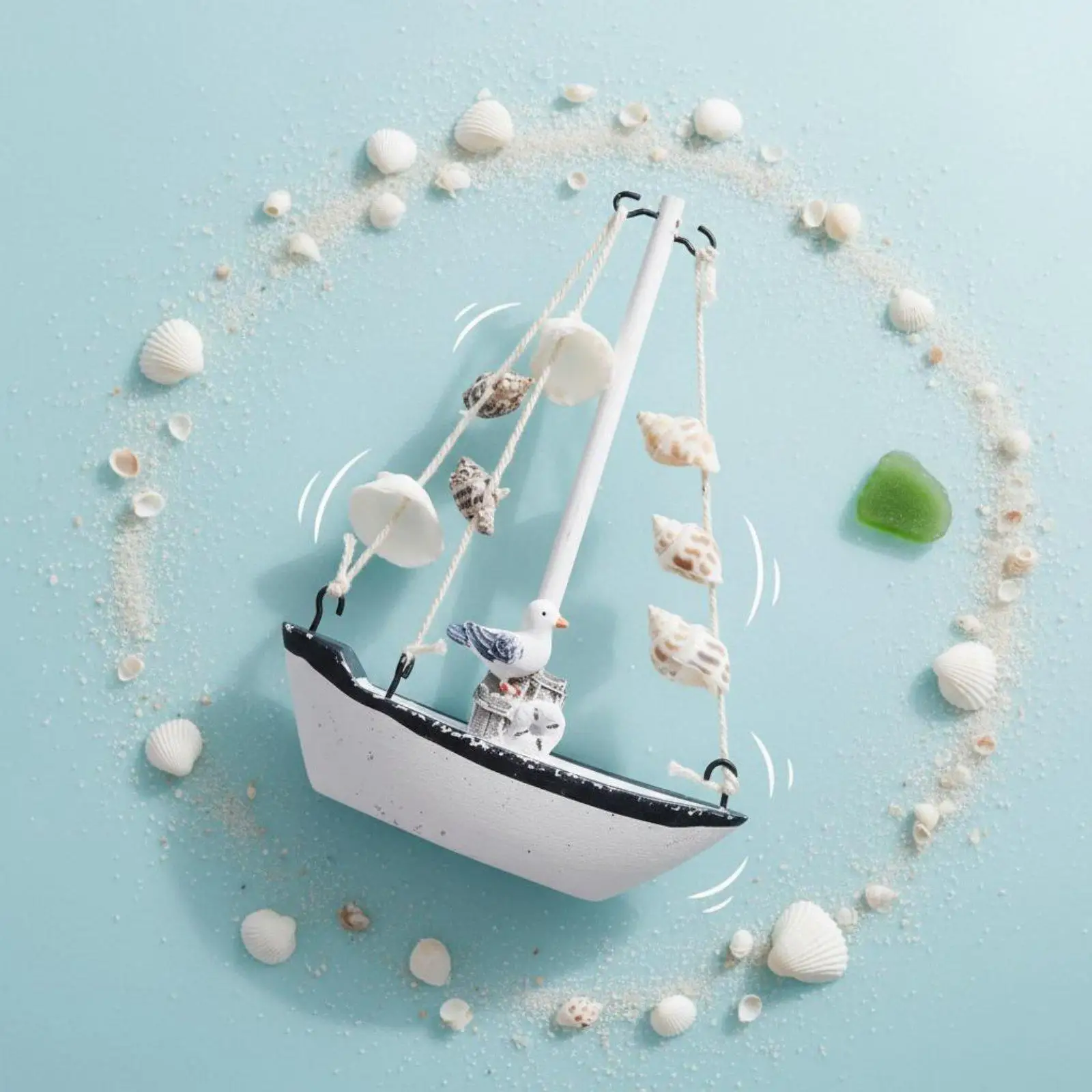 Rustic Wooden Sailboat Figurine Coastal Ship Model Ornament for Graduation or Birthday House Decoration