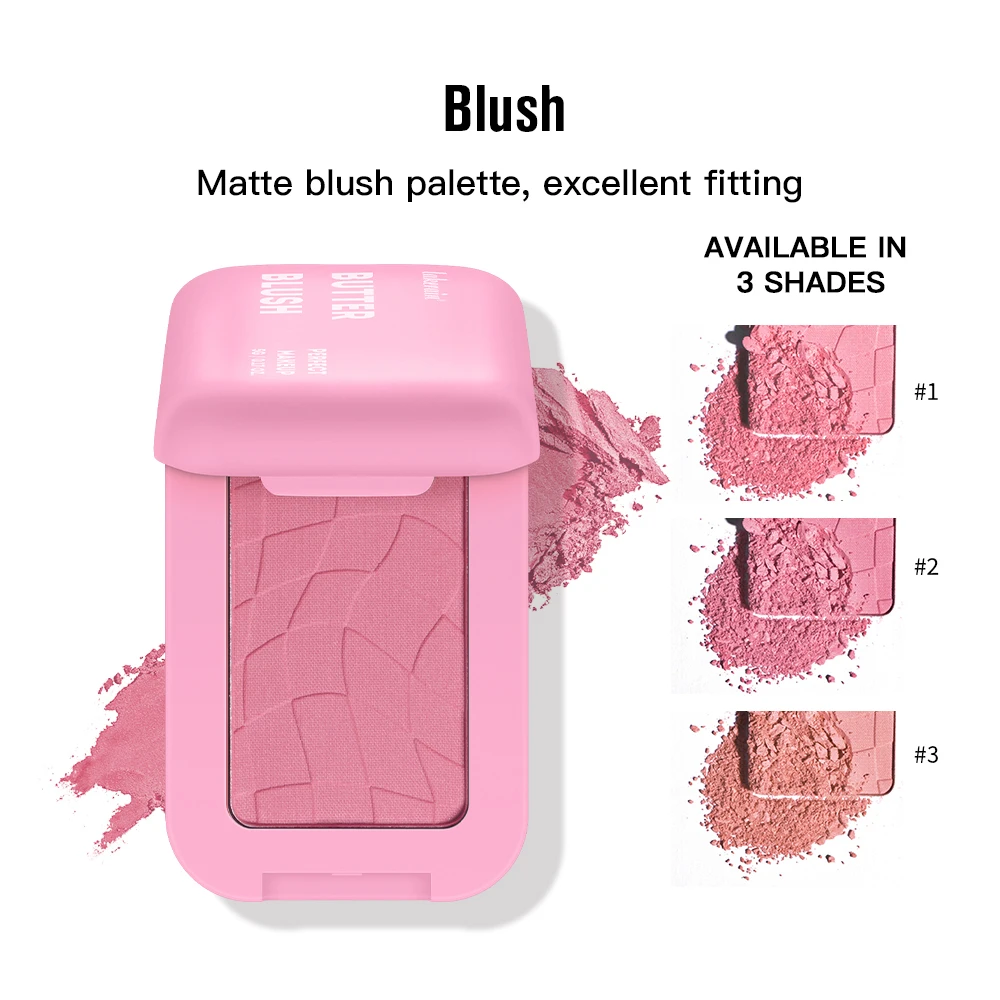 Colorete en polvo de maquillaje profesional, 12 horas, fórmula vegana, colorete de maquillaje en barra, paleta de cosméticos en polvo, crema rosa para cara