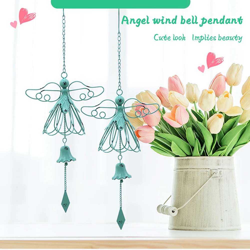 

Кованые железные милые ангеловые колокольчики, персонализированный домашний кулон, нежный кулон для рукоделия, для садовых патио, декор балкона