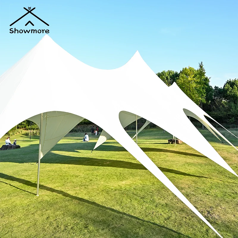 Large Modern Style Star-Shaped Three Peaks Tent With Anti-UV Tarp For Wedding Trade Camping In The Outdoors