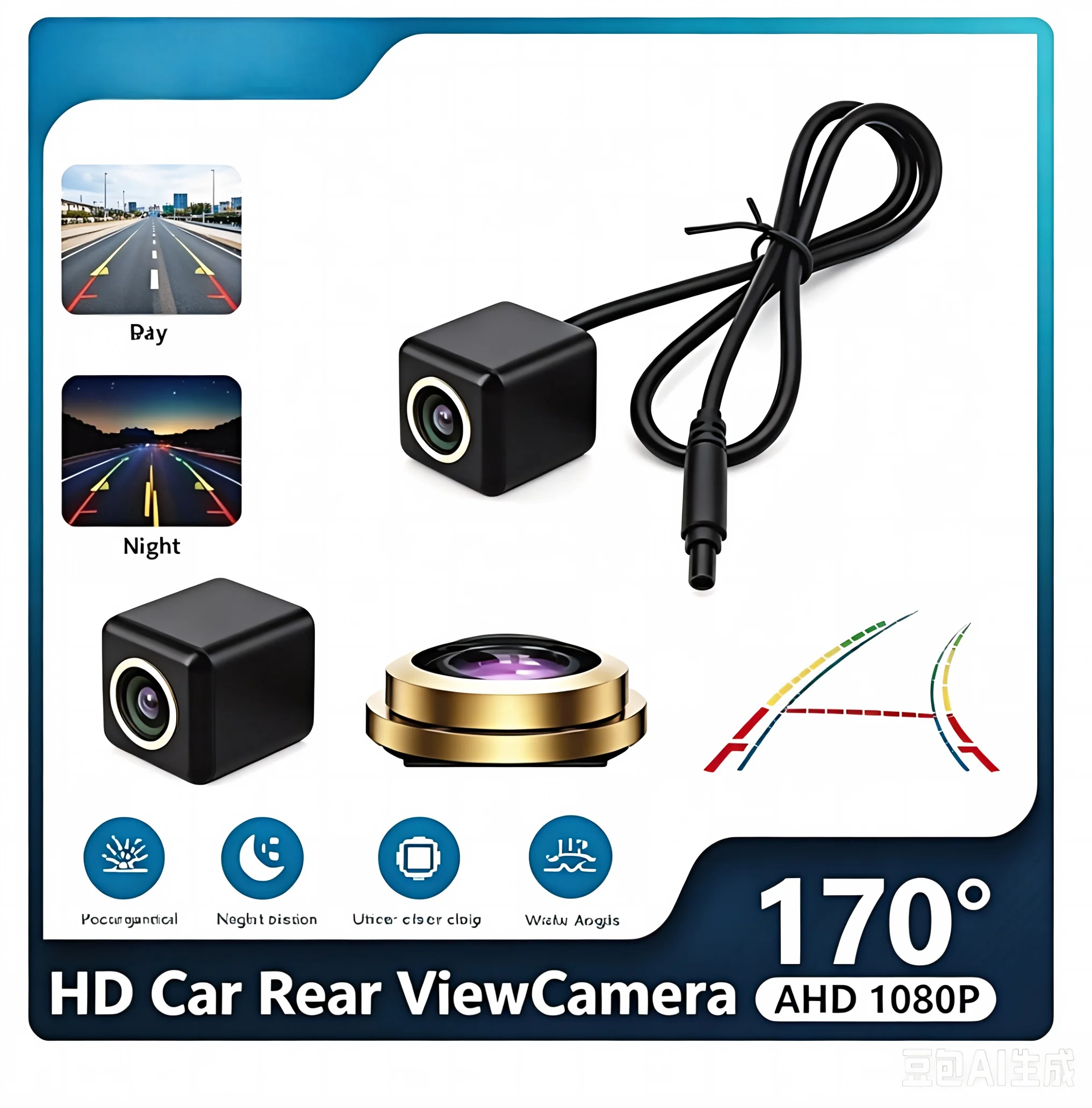 AHD 1080P or CVBS 5pin  for Flipping Badge Reversing Camera Emblem Rear View Camera  For VW Passat B6B7B8 GOLF 5 6 7 Polo T-roc