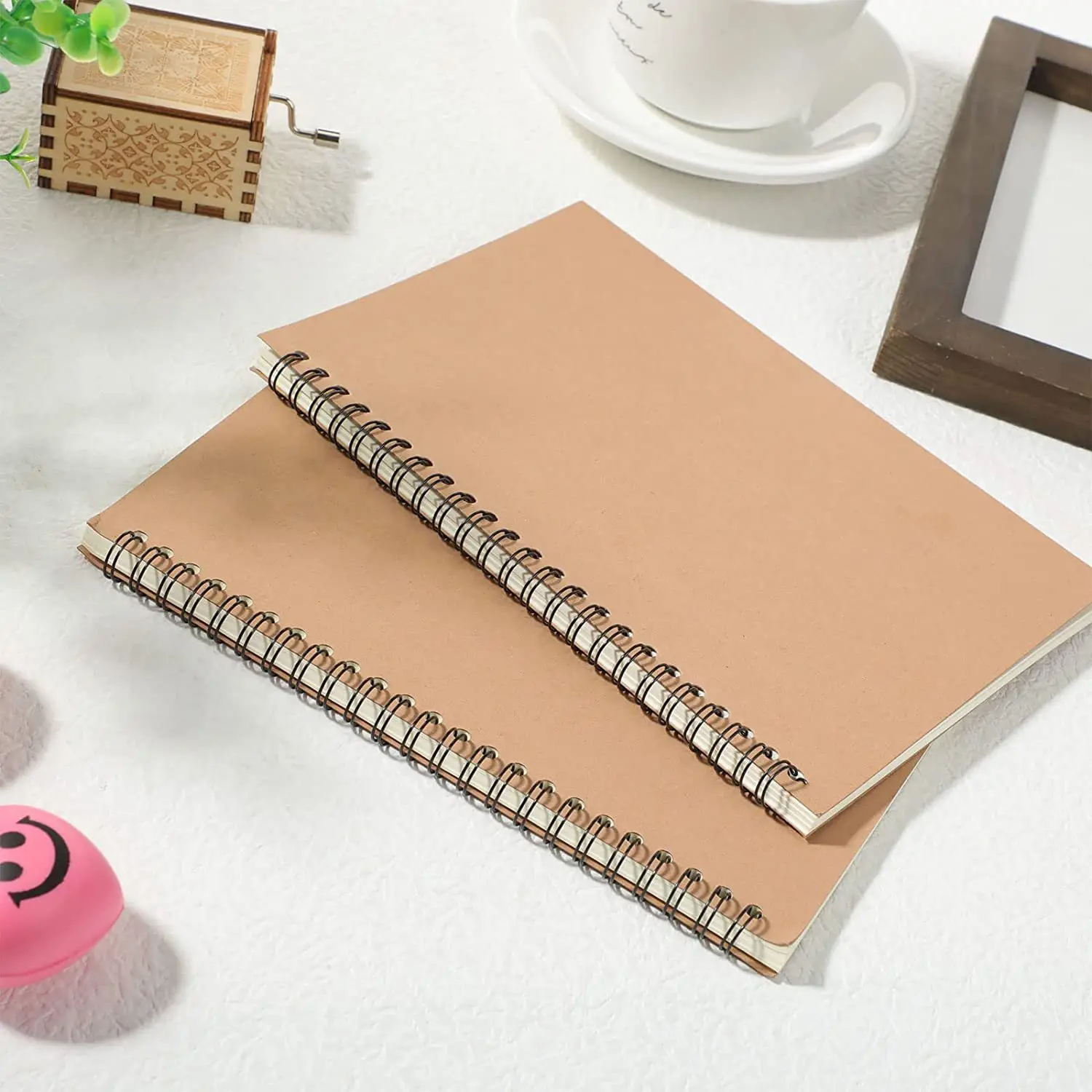 Retro Kraft Paper Simple Coil Book Plain Color Notebook Student Diary A5  Office Notebook Portable Graffiti Sketch Book