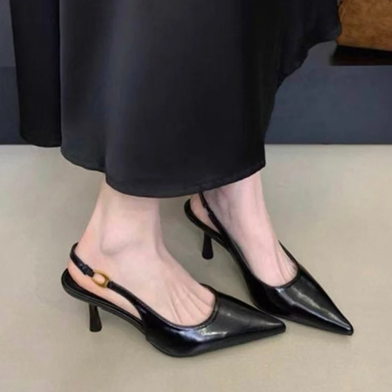 

Luxury Metallic Designer Women's High Heels 2026 Summer Elegant Low-cut Slip-on Sandals Fashionable Party Casual Shoes for Women