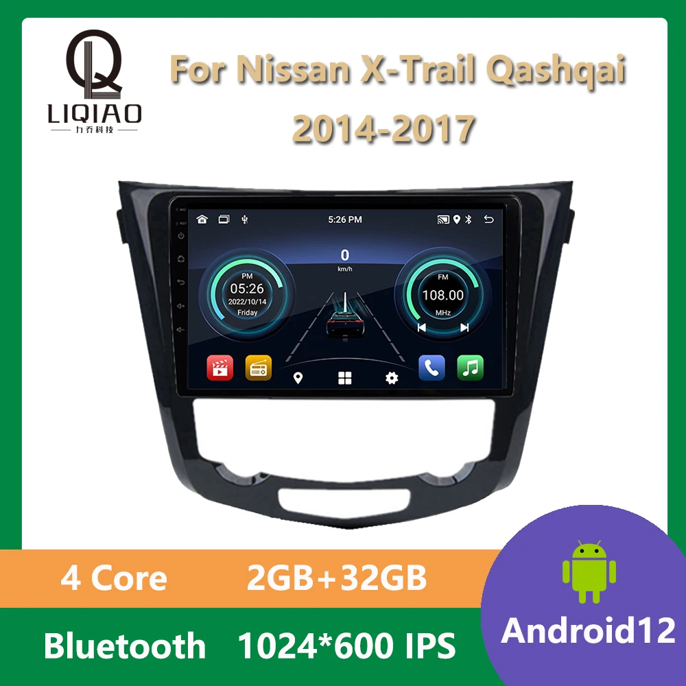 Car Radio For Nissan X-Trail Qashqai 2014 2015 2016 2017 Android 13 Autoradio Carplay  4+64GB 2 Din Multimedia Video Player WIFI