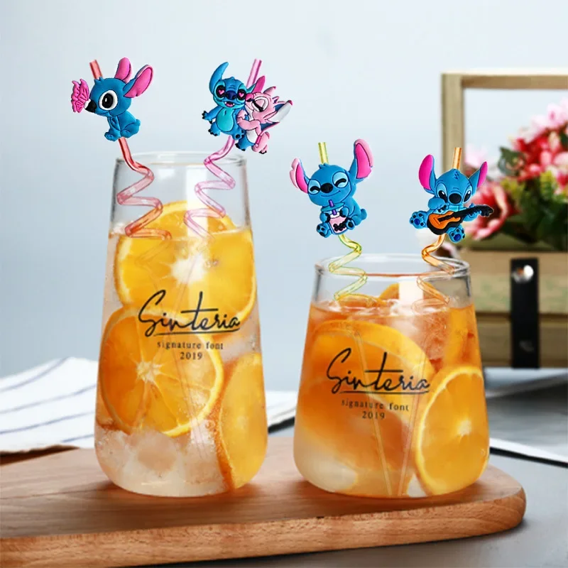 Cartoon Stitch Series Curved Straw Ice Cream Straw Soft Rubber Environmentally Friend Material Food Grade Artistic Design Straw