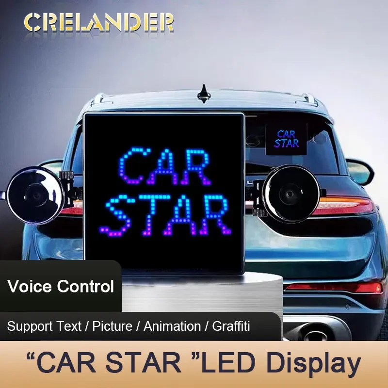 CRELANDER Car Star Voice Control Pixel 64x64 Smart Advertising Car LED Display For Car Rear Window