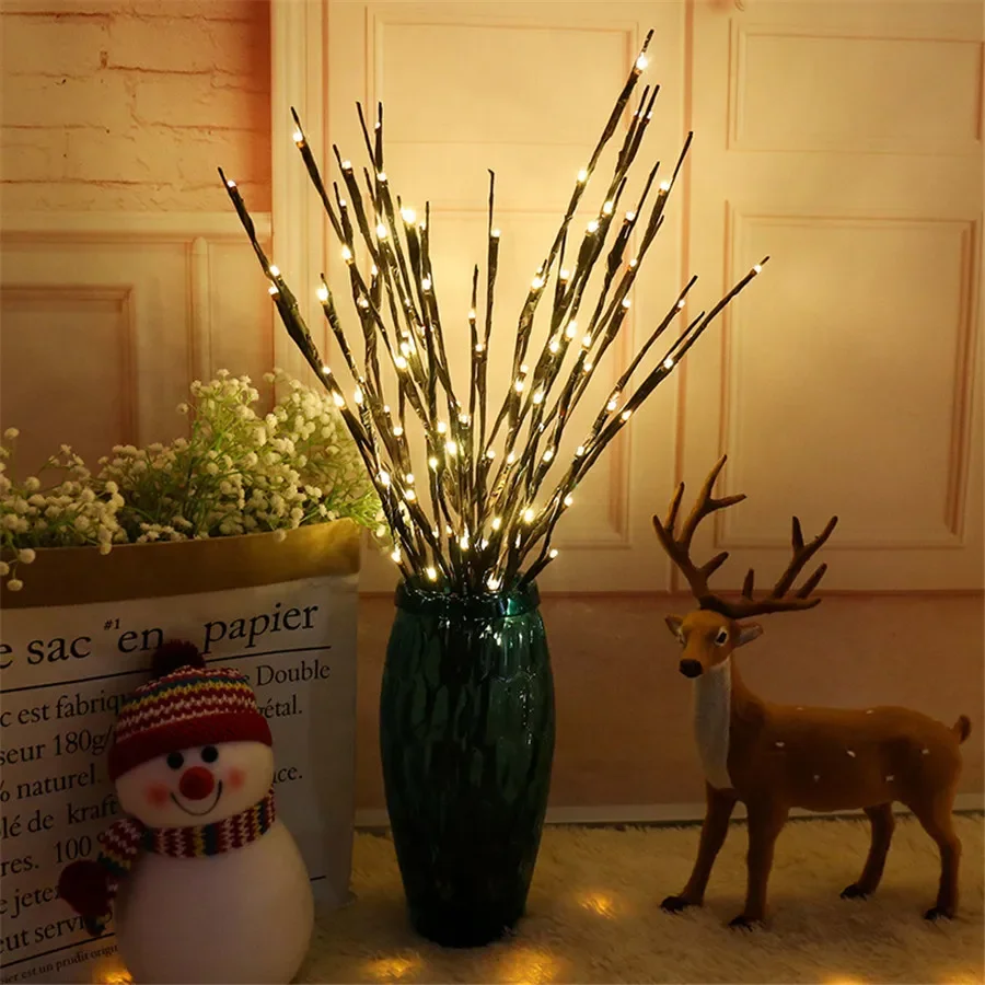 LED Willow Branch Lights Floral Lights 20 Bulbs Tall Vase Filler Willow Twig Lighted Christmas Wedding Party Decor Branch Lamp