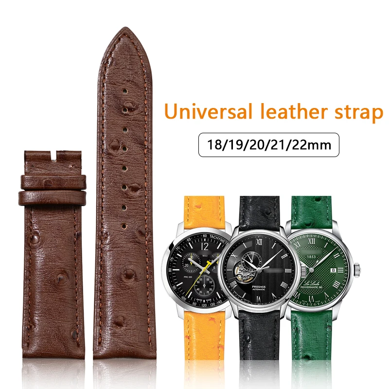 18/19/20/22/21mm Leather Watch Strap for Lilock Watchband Ostrich pattern Flat-head universal men women Bracelet Wristband