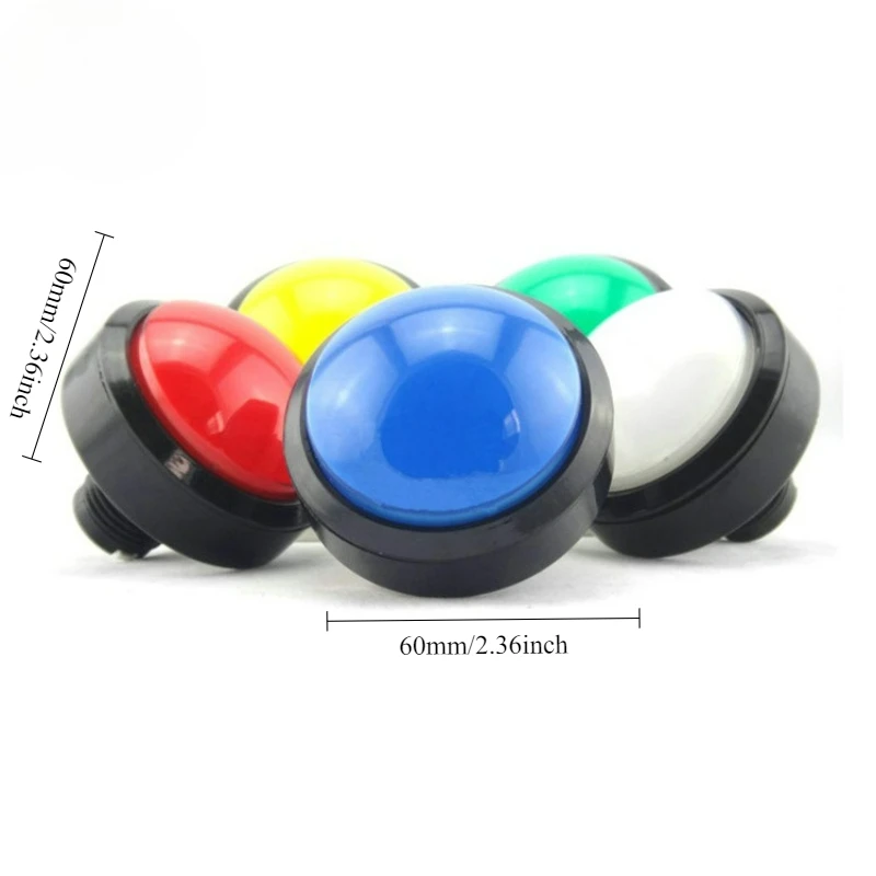 

Кнопка-кнопка-пуговка выпуклая круглая 60 мм (6 см) с подсветкой для игровых автоматов, терминалов самообслуживания, монетоприемных игр