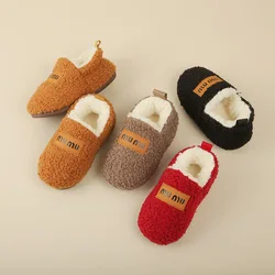 Winter Baby Cotton Shoes Thicken Plush Warm Home Slippers Indoor Cover Heel Soft Sole Floor Shoe Kids Boys Girls Cotton Slippers