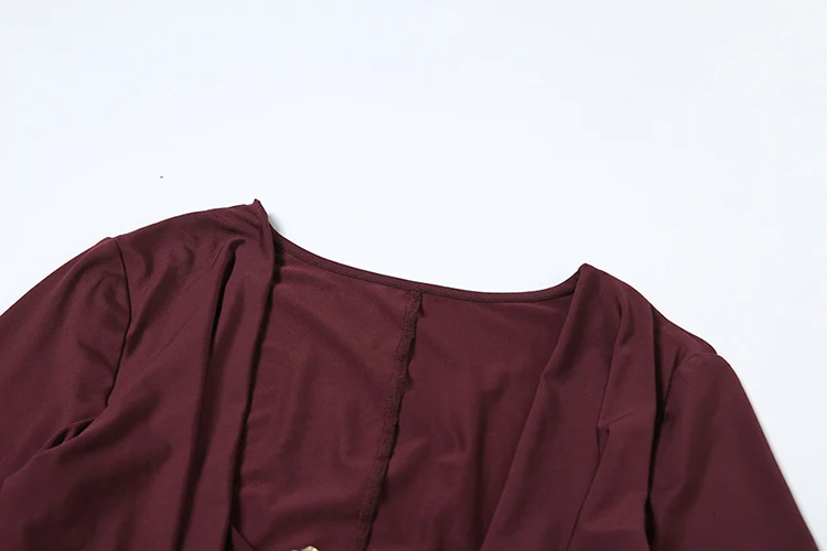 Sisterlinda Playsuits mit schwingendem Ausschnitt für Damen, einfarbig, mit Metalleinsatz, Ausschnitt, volle Ärmel, Stretch, sexy, schmal geschnitten, schick, trendige Clubwear – Detail 2