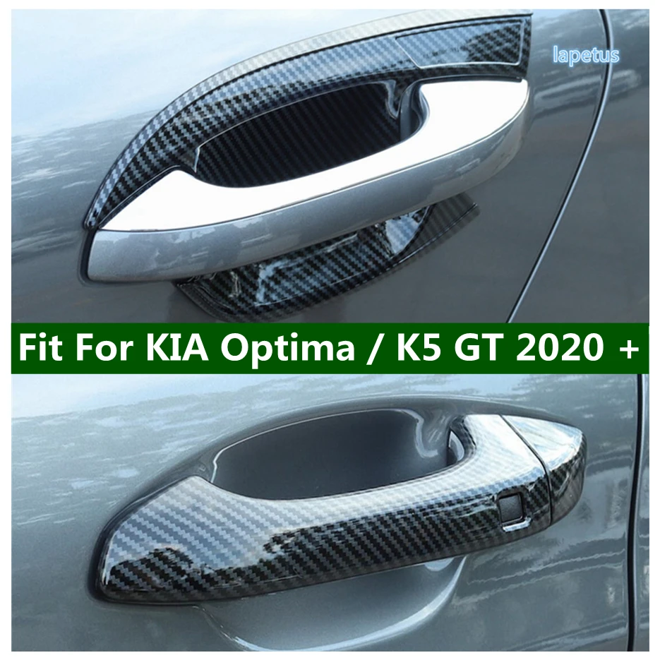 

Carbon Fiber Style Outer Door Pull Doorknob Handle Hand-clasping Bowl Cover Trim For KIA Optima / K5 GT 2020 - 2022 Accessories