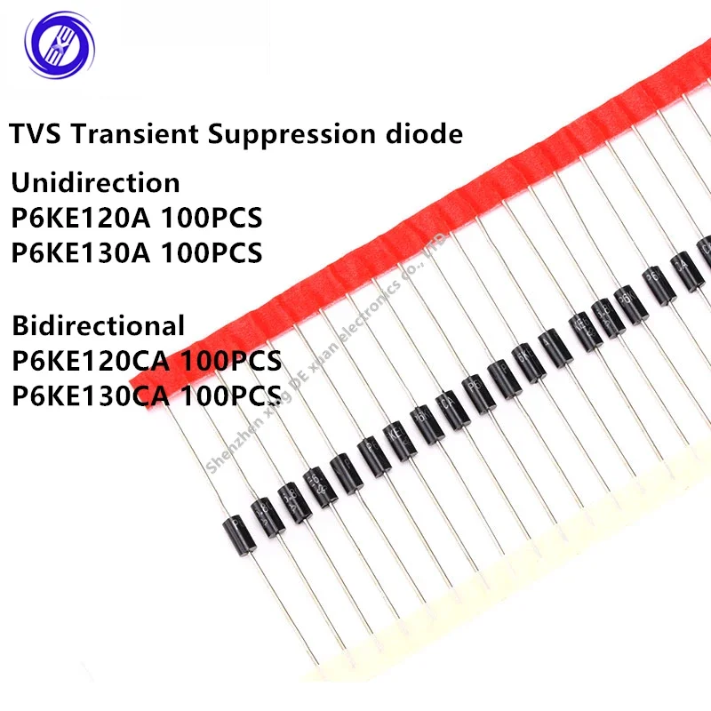 100Pcs P6KE120A P6KE120CA P6KE130A P6KE130CA TVS Transient Suppression diode Unidirectional/Bidirectional DIP DO-15