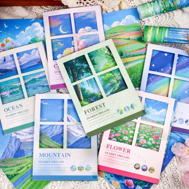 1 Packung/20 Stück Weiches Retro Naturlandschafts-Hintergrundpapier, DIY Handgemachtes Album Scrapbooking Dekoratives Papierzubehör