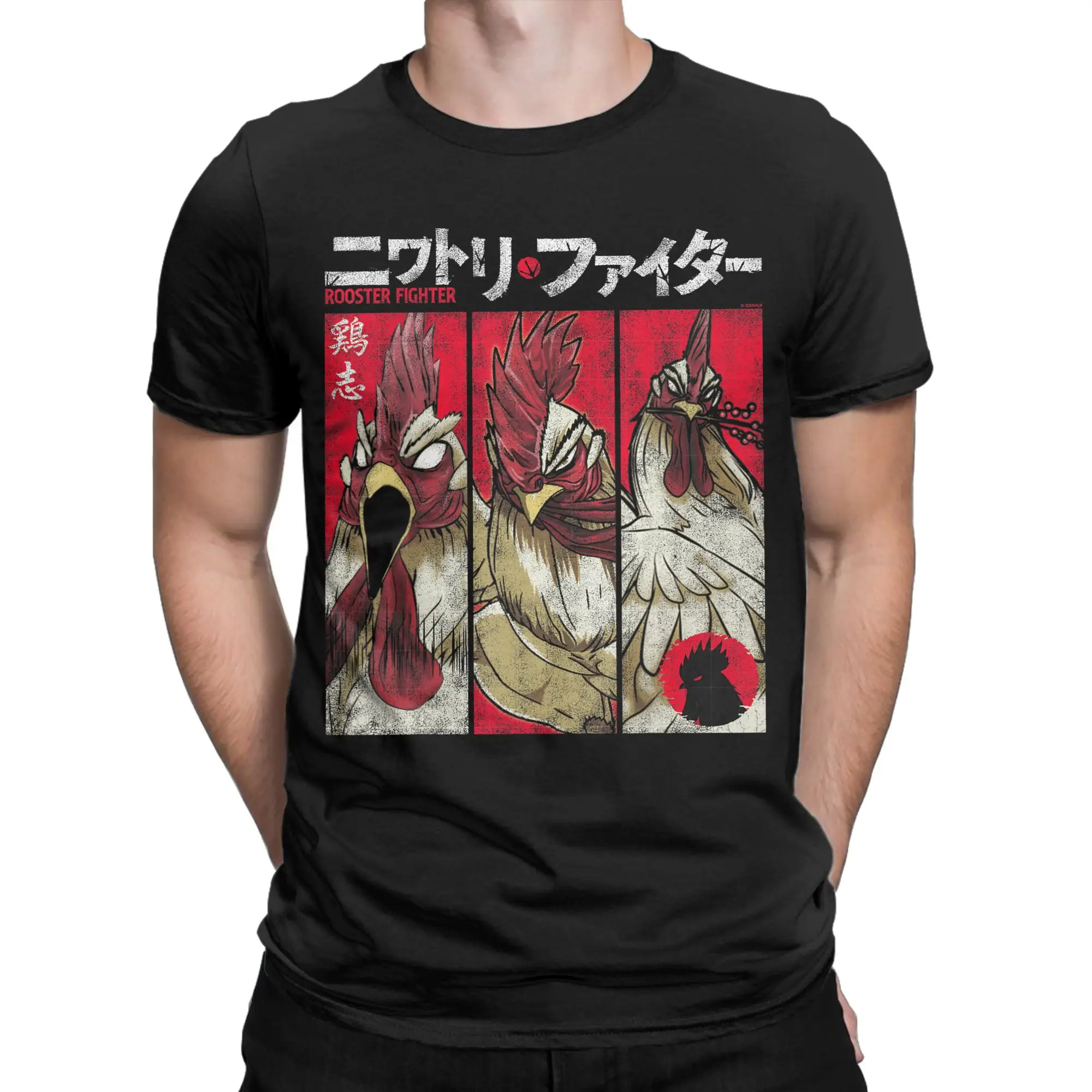 Men T-Shirt Rooster Fighter Keiji Portrait Panels Manga Anime Cotton Tee Shirt Short Sleeve  T Shirts Crewneck Tops Classic view 2