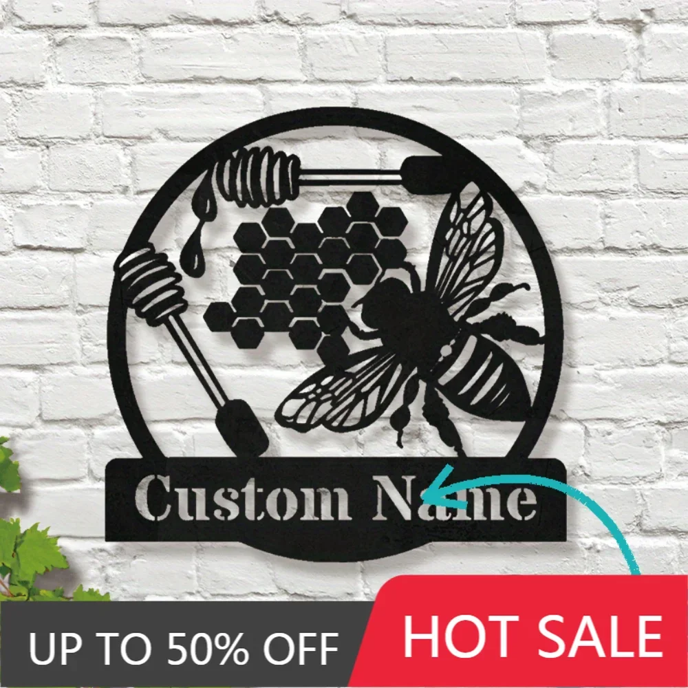 Iron Art Decorative Painting Unique Custom Honey Bee Metal Wall Decoration Bee - Themed with Honeycombs Beekeeper Elements Styli