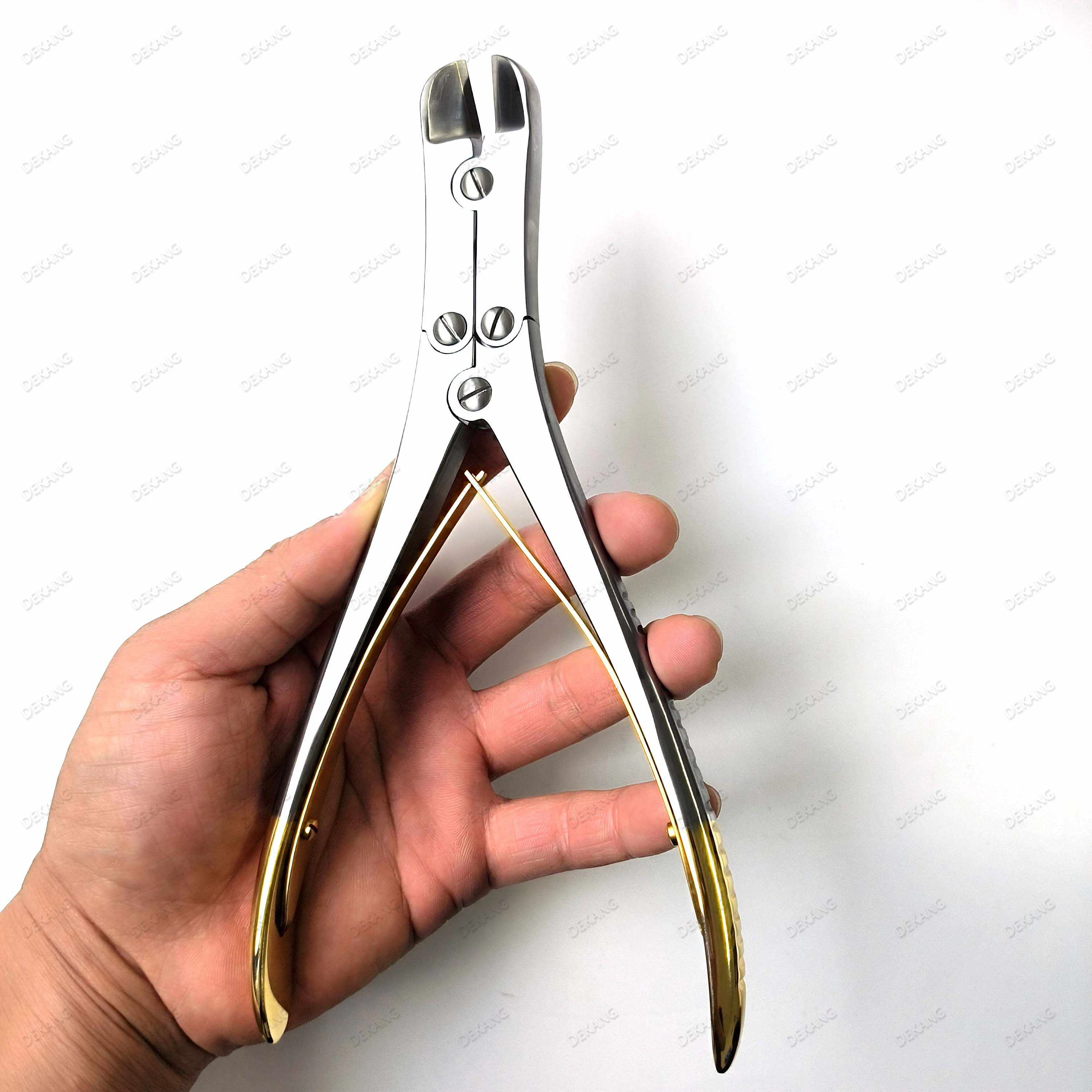 22 cm große Doppelgelenk-Stahlschere mit Goldgriff, Stahlnadelclip