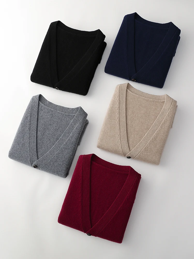 

Chic Men's Thick Cardigan Waistcoat 100% Merino Wool Sweater Sleeveless Knitted Vest Autumn Winter Wardrobe Staple Casual Tops