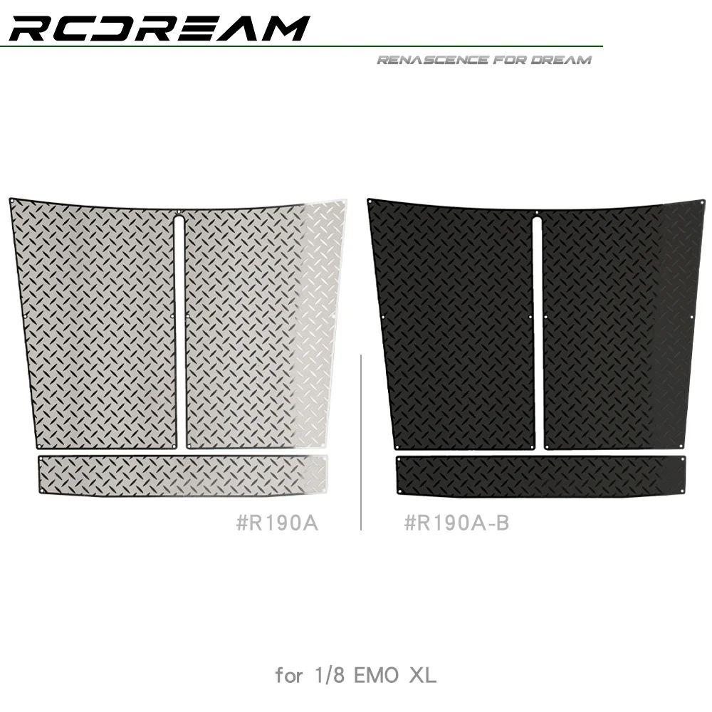 RCDream 1/8 Hood Bonnet Protective Sheets Antiskid Chequered Plates Decoration for Crossrc 1/8 EMO XL Bison Upgrade Parts #R190A