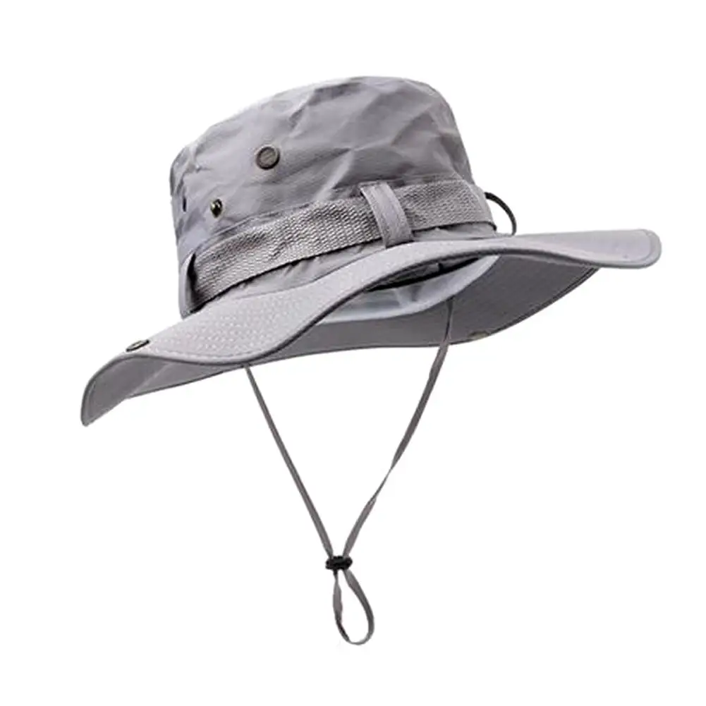 Summer Men Bucket Hat Outdoor UV Protection Wide Brim Panama Safari Hunting Hiking Mesh Fisherman Hat Beach Sunscreen Cap