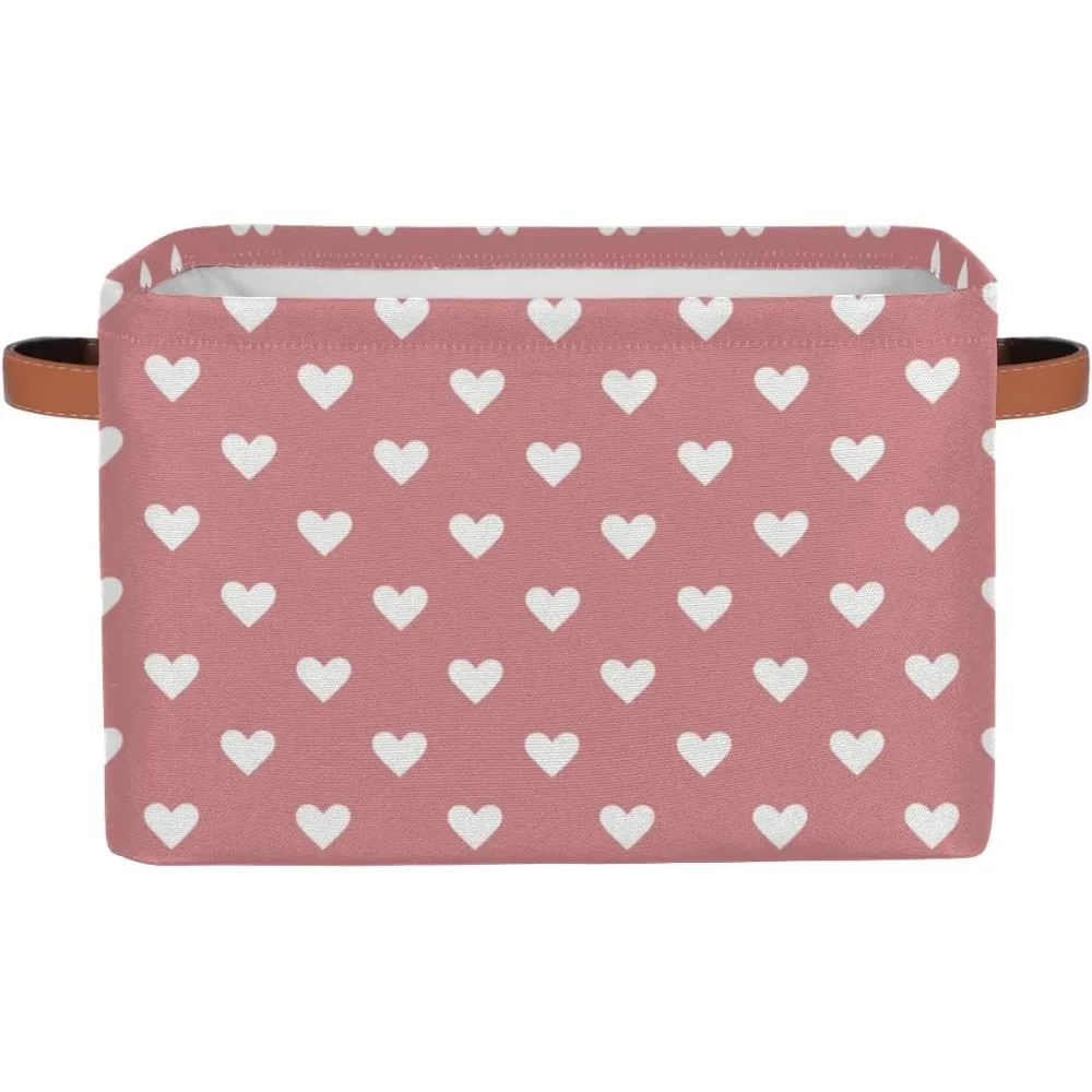 

Pink heart-shaped cube storage basket, foldable clothes storage box, open storage basket organizer