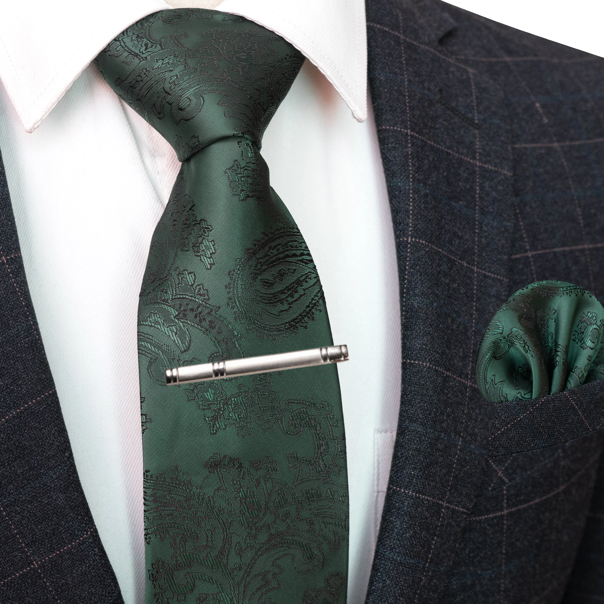 20 Farben Herren Formelle Lila und Rote Paisley Jacquard Krawatte Schal und Krawattenklammer Set Jacquard-Webart Geeignet für Hochzeiten Herren-Geschenk – Detail 4