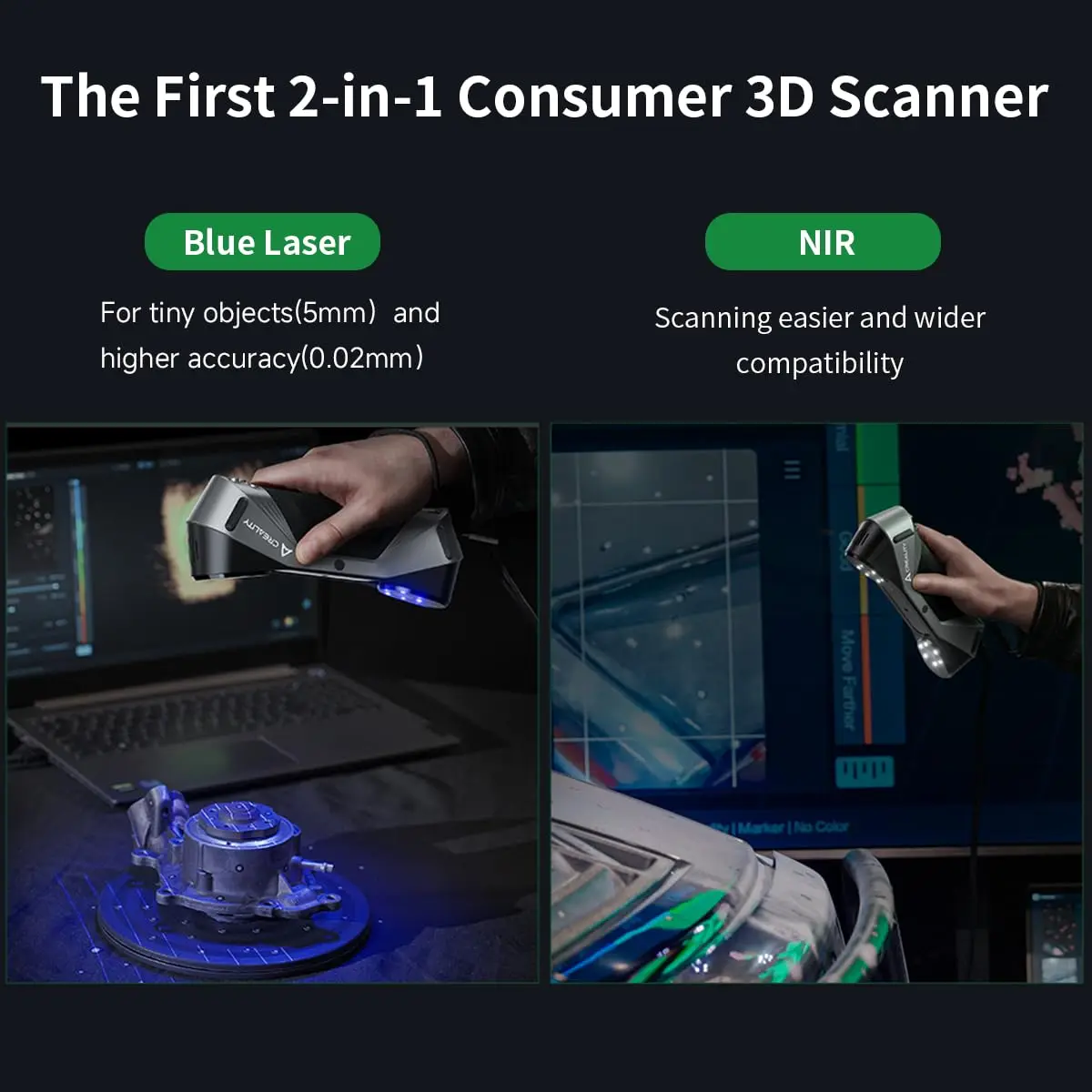 Creality 3D Scanner Raptor CR-Scan 3D Printing Handheld Scan 0.02 mm Accuracy 60fps Scanning Speed Blue Laser NIR Light Scanner