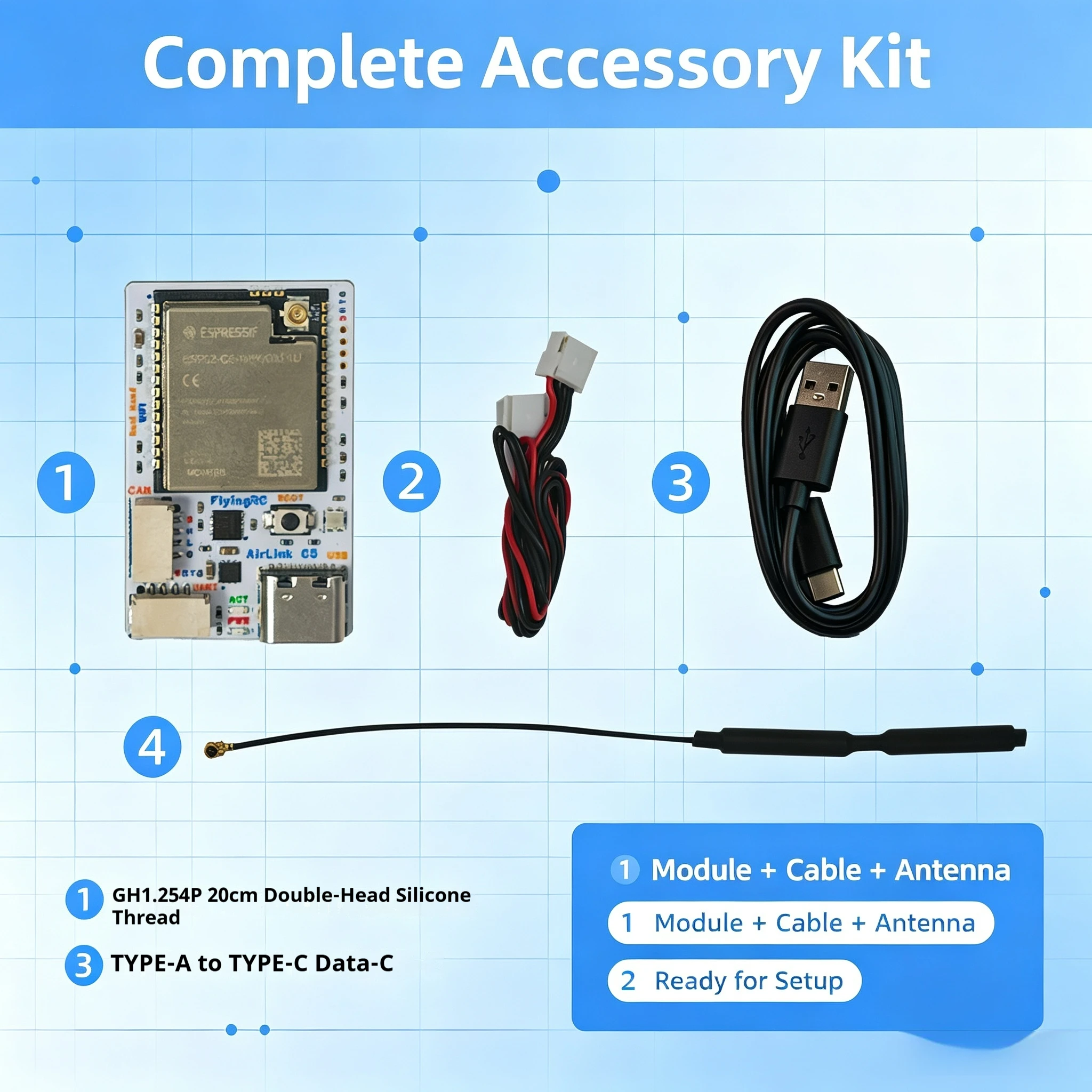 FlyingRC ESP32 C5 Telemetry Module Dual Mode CAN Bus UART Serial FPV Racing Drone Accessory for Flight Controller