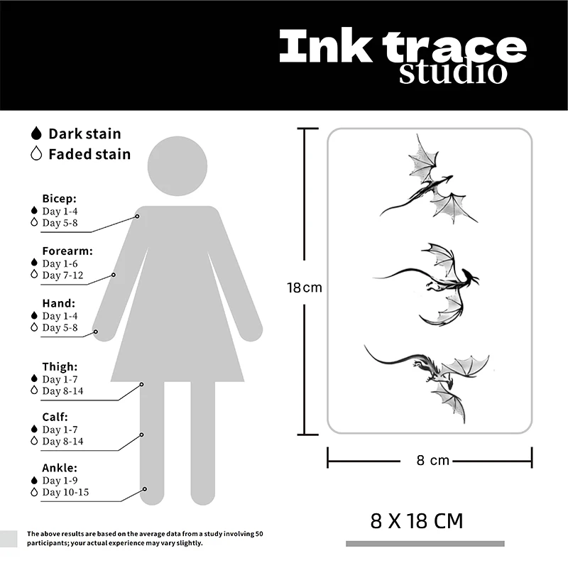 Flying Dragon Temporary Tattoo,Lasts To 15 Days New Technology Magic Waterproof Semi Permanent Sticker,For Performance Parties.