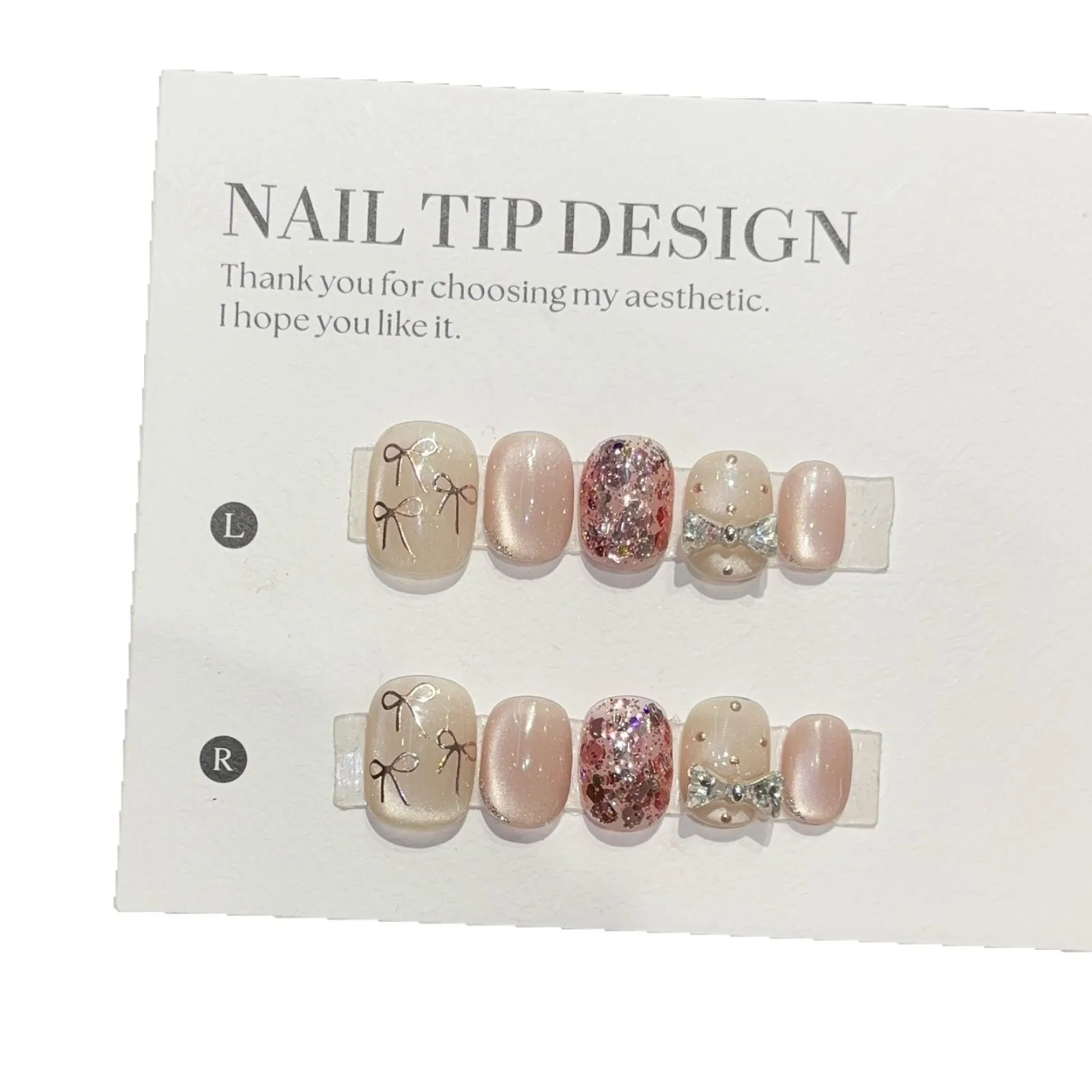 10 stuks handgemaakte glitter cat eye korte Franse pers op nagels boog pailletten ontwerp schattige nepnagels draagbare nageltips kunst