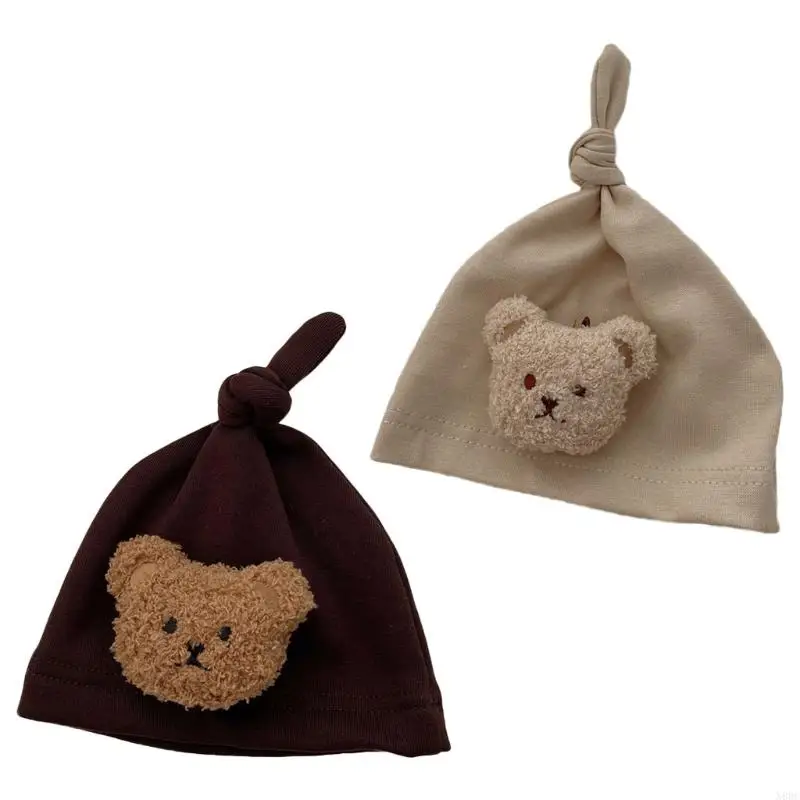 N80C Newborn Hospital Hat Bear Pattern Infant Hat Keeps Babies for Head Ears Warm for Winter Autumn Daily Wear Comfortable