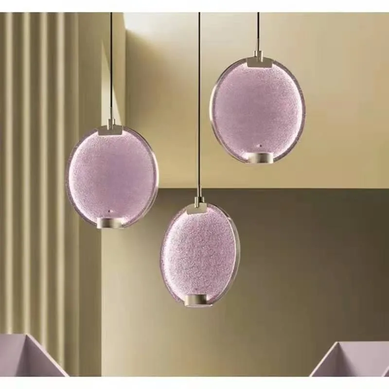 Simple modern bedside lamp, designer creative bedroom macaron color room restaurant bar staircase chandelier