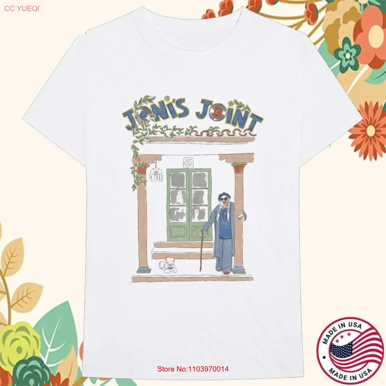 Camiseta Joni Mitchell Joni's Joint Album S a 5XL Vintage Lavada Estilosa Confortável Streetwear Casual Gráfica Macia Masculina