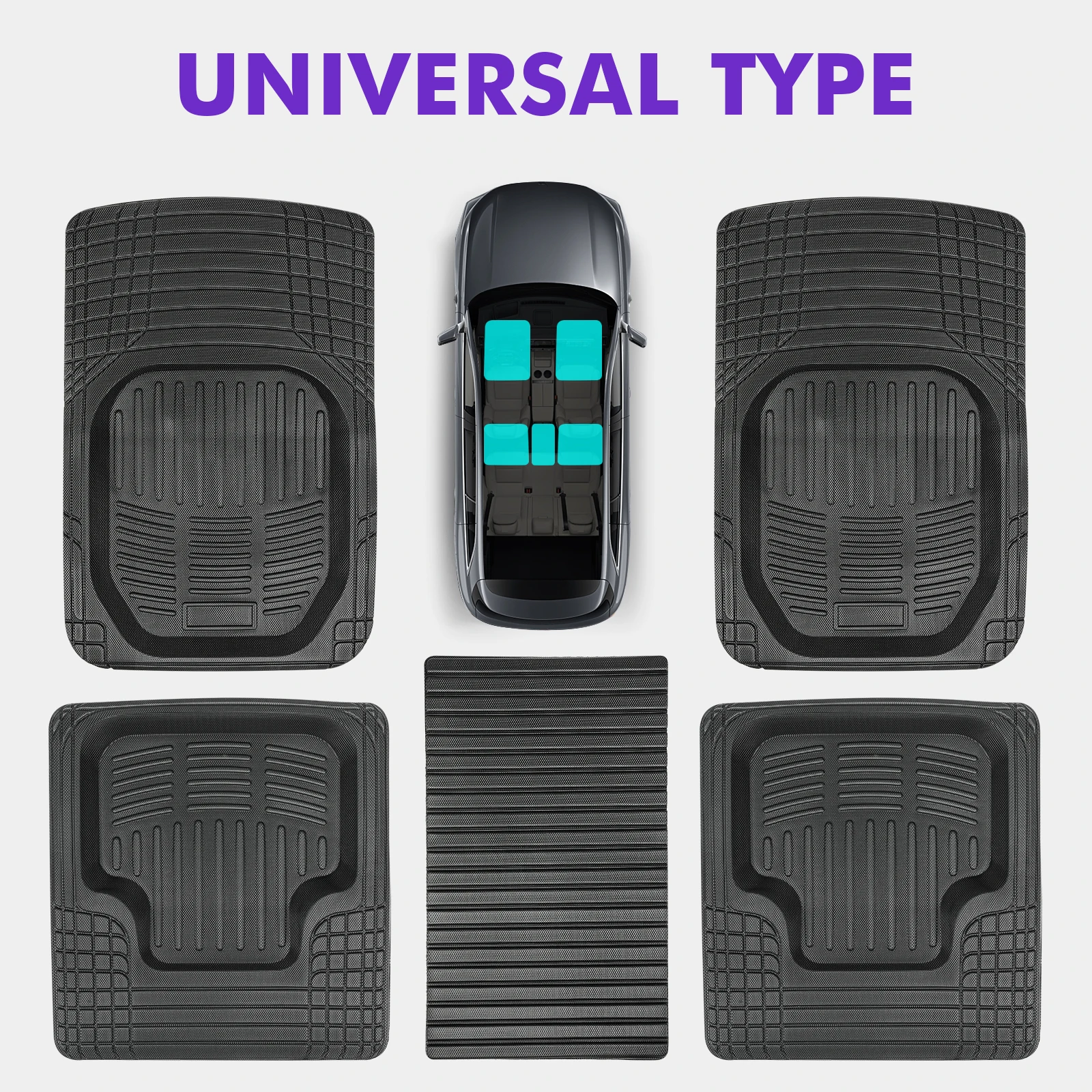 

5pcs Universal Auto Car Floor Mats All-Weather TPE Foot Mats Pad Waterproof Tray Mat Interior Accessories For Ford Explorer