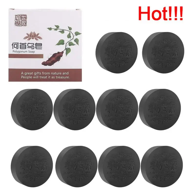 Polygonum Hair Darkening Shampoo Bar Hair Cleaning Shampoo Soap Solid Shampoo Natural Hair Strengthen Nourish Hair Roots 100g/PC