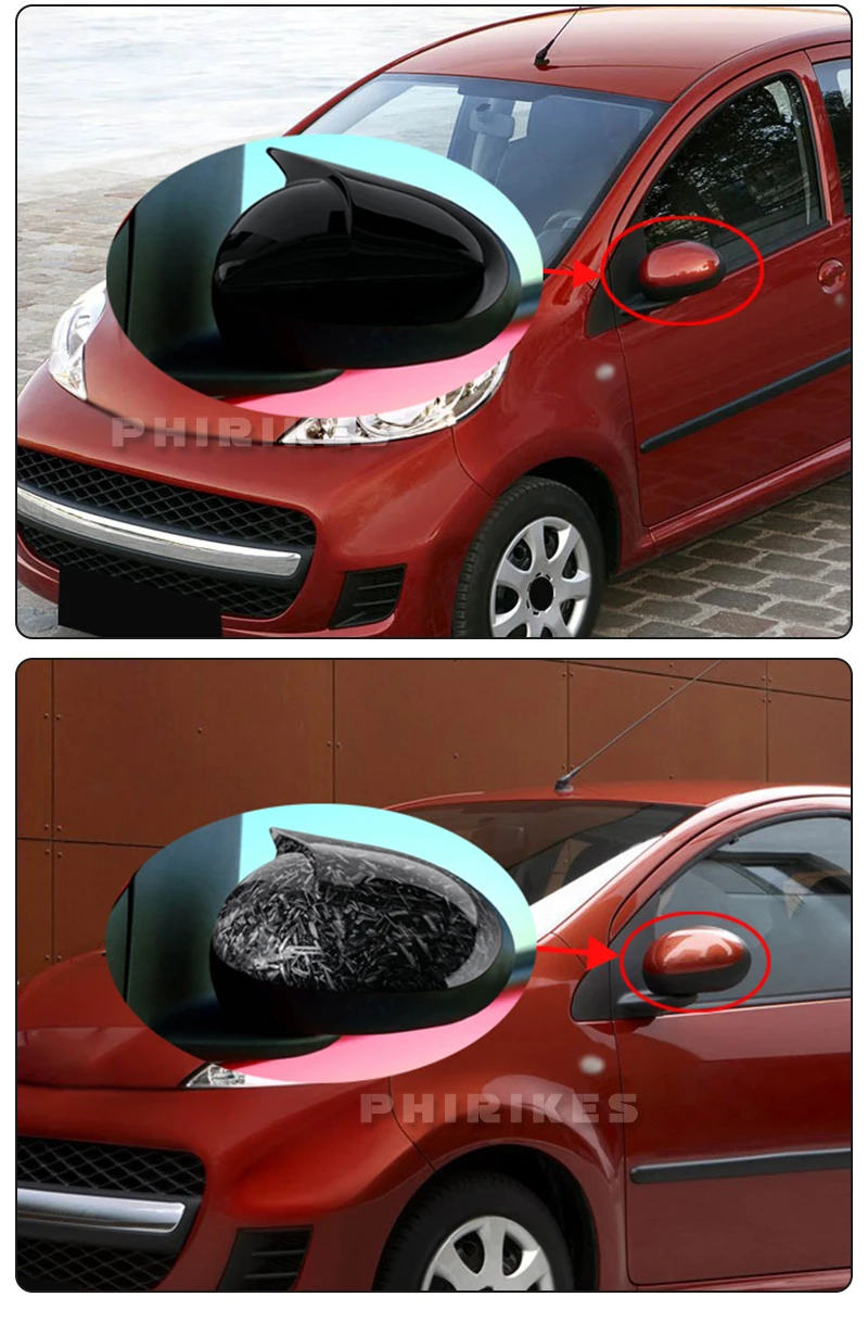 Rückspiegelabdeckungen für Peugeot 107 Toyota Aygo 107CC Citroen C1 2005 2006 2007 2008 2009 2010 2011 2012 2013 2014. – Detail 11
