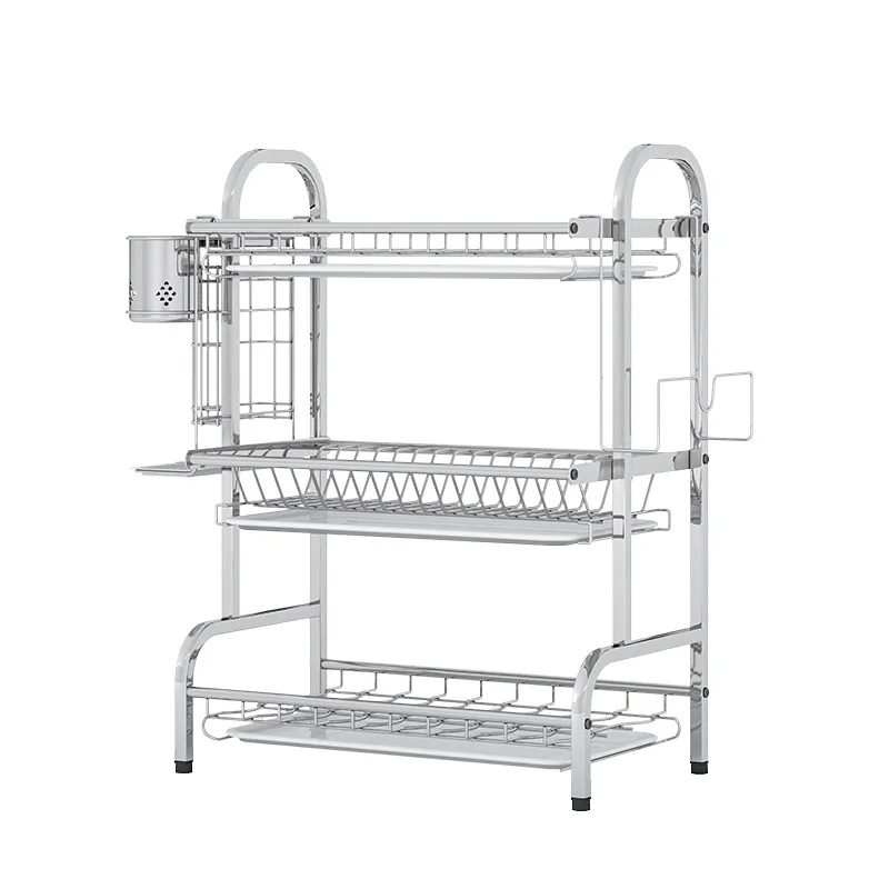 

304 stainless steel kitchen rack, bowl rack, drain rack, tableware, dishes, dishes, drain cabinet, storage box, multi-layer rack