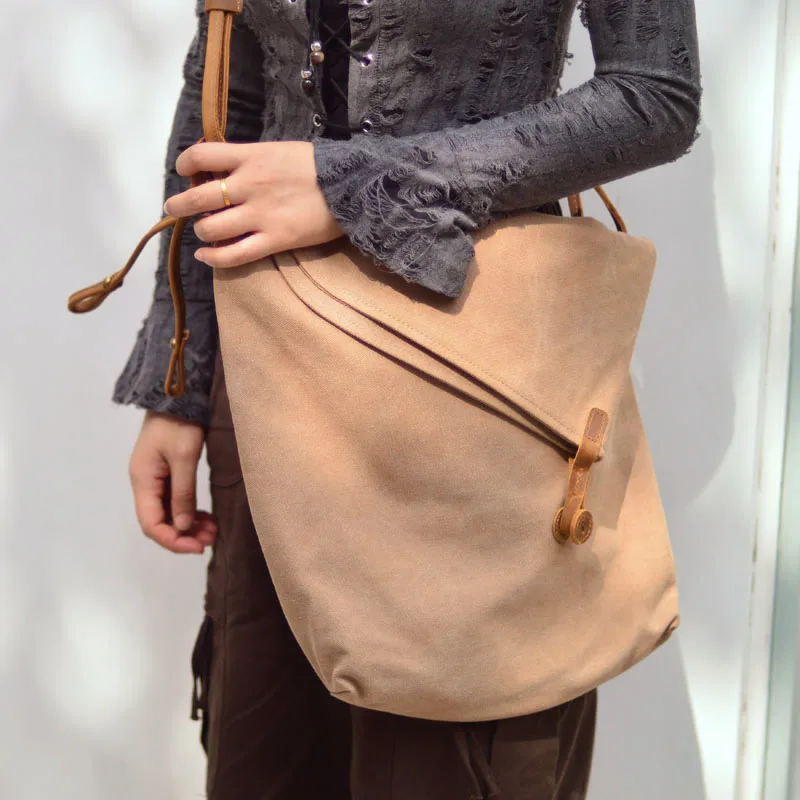 AETOO Crazy Horse leather women's bag, casual canvas bag, artistic and retro men's and women's single-shoulder bag, crossbody ba