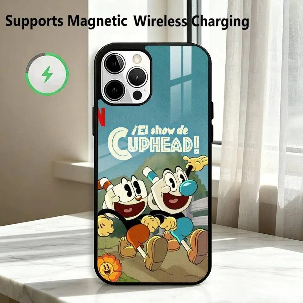 C-Cuphead Cartoon Game   Phone Case For iPhone17,16,15,14,13,12,11 Plus,Pro Supports Magnetic Wireless Charging Gift