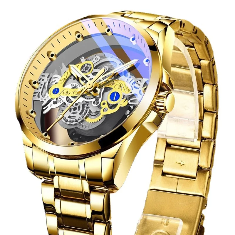 Men\'s Mechanical Watch Business Watch Hollow Out Transparent Fully Automatic Men\'s Watch Waterproof Glow Clock