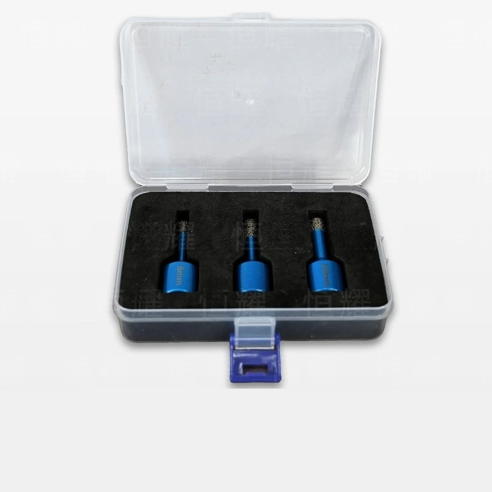 

3Pcs Blue Sand Drill Bit Set for Marble Tile Easy & Smooth Drilling