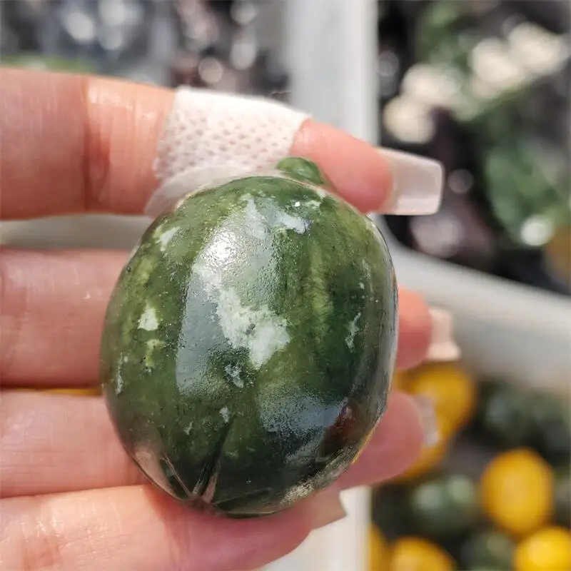 Natural Green Jade And Yellow Quartz Lemon Carving Crystal Love Healing Fengshui Gemstones HomeDecoration Holiday Gift 1PCS