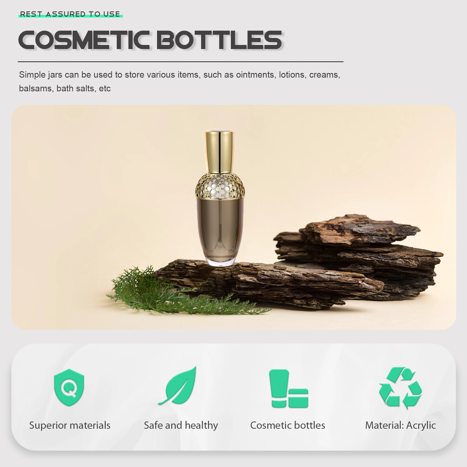 

Leakproof Travel Lotion Bottles Body Container Golden Empty Shampoo Refillable Dispenser Portable Cosmetics Packaging Durable
