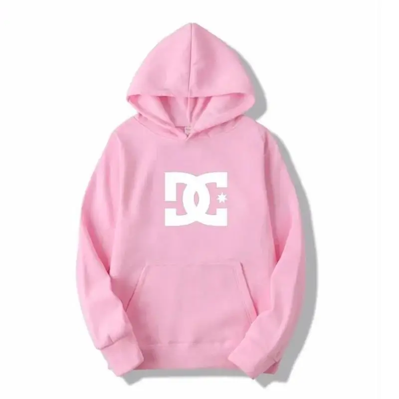 DC Letter Men\'s Hoodie and Women\'s Fashion Simple Long Sleeve Sweatshirt Autumn Winter Street Trend Large Gym