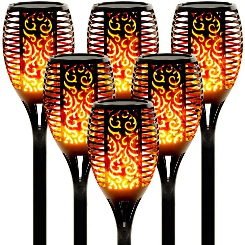 1/2/4/6Pcs Solar Flame Torch Lights Flickering Light Outdoor Waterproof Garden Landscape Decoration Lawn Path Yard Flame Light