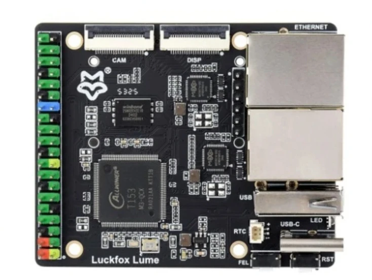 Waveshare Luckfox Lume Dev Board with Allwinner T153, Linux System, Dual Gigabit Ethernet, DDR3 and Flash