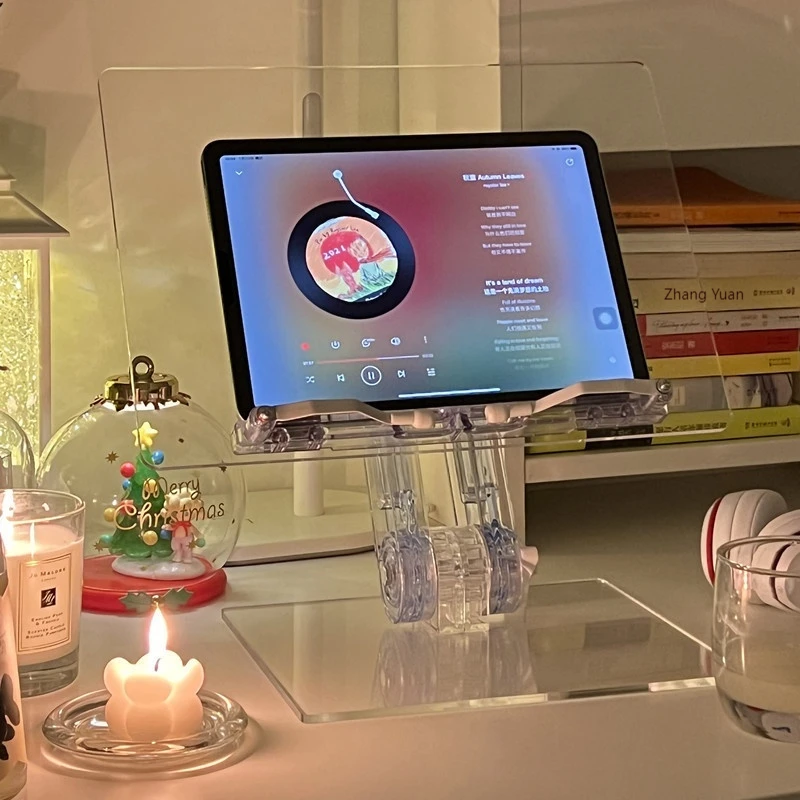 Support de lecture en acrylique, support de tablette, support de téléphone réglable 180 °   Bibliothèque transparente protégeant la colonne cervicale empêchant la myopie