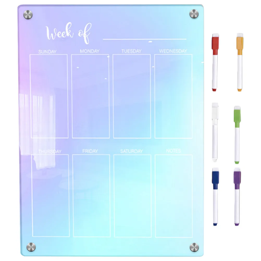 1Set Clear Acrylic Magnetic Dry Erase Board for Fridge Weekly Daily Planner Smooth Writing Surface Portable Reusable Message